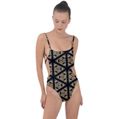 Pattern Stained Glass Triangles Tie Strap One Piece Swimsuit by Simbadda