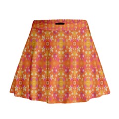  Pattern Abstract Orange Mini Flare Skirt by Simbadda