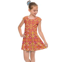  Pattern Abstract Orange Kids  Cap Sleeve Dress by Simbadda