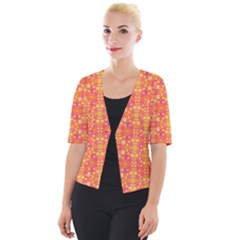  Pattern Abstract Orange Cropped Button Cardigan by Simbadda