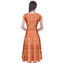  Pattern Abstract Orange Cap Sleeve Wrap Front Dress View2