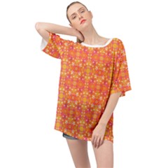  Pattern Abstract Orange Oversized Chiffon Top