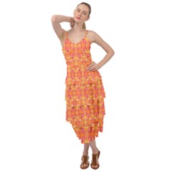  Pattern Abstract Orange Layered Bottom Dress