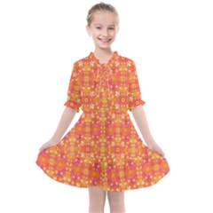  Pattern Abstract Orange Kids  All Frills Chiffon Dress