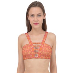  Pattern Abstract Orange Cage Up Bikini Top