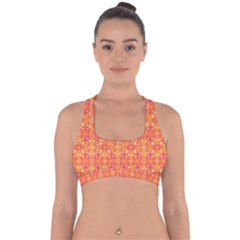  Pattern Abstract Orange Cross Back Hipster Bikini Top 