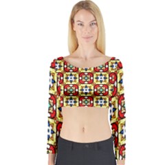 Church Pattern Church Texture Long Sleeve Crop Top by Simbadda