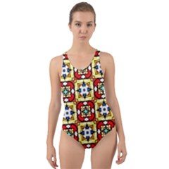 Church Pattern Church Texture Cut-out Back One Piece Swimsuit by Simbadda