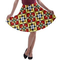 Church Pattern Church Texture A-line Skater Skirt by Simbadda