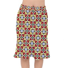 Church Pattern Church Texture Short Mermaid Skirt by Simbadda