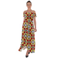 Church Pattern Church Texture Off Shoulder Open Front Chiffon Dress