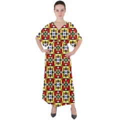 Church Pattern Church Texture V-neck Boho Style Maxi Dress