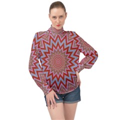 Abstract Art Abstract Background High Neck Long Sleeve Chiffon Top