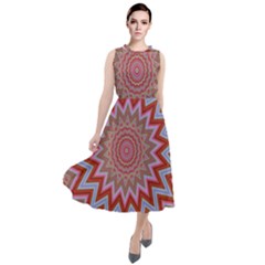 Abstract Art Abstract Background Round Neck Boho Dress by Simbadda