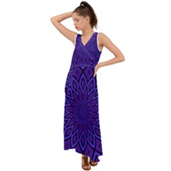 Kaleidoscope Abstract Background V-neck Chiffon Maxi Dress