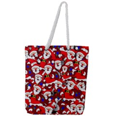 Nicholas Santa Christmas Pattern Full Print Rope Handle Tote (large)