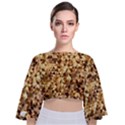 Pattern Fabric Shape Abstract Tie Back Butterfly Sleeve Chiffon Top View1