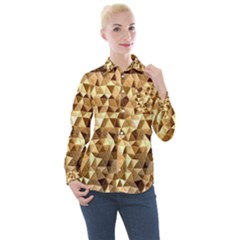 Pattern Fabric Shape Abstract Women s Long Sleeve Pocket Shirt