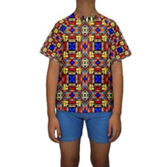 Stained Glass Pattern Texture Kids  Short Sleeve Swimwear by Simbadda