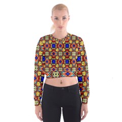 Stained Glass Pattern Texture Cropped Sweatshirt by Simbadda