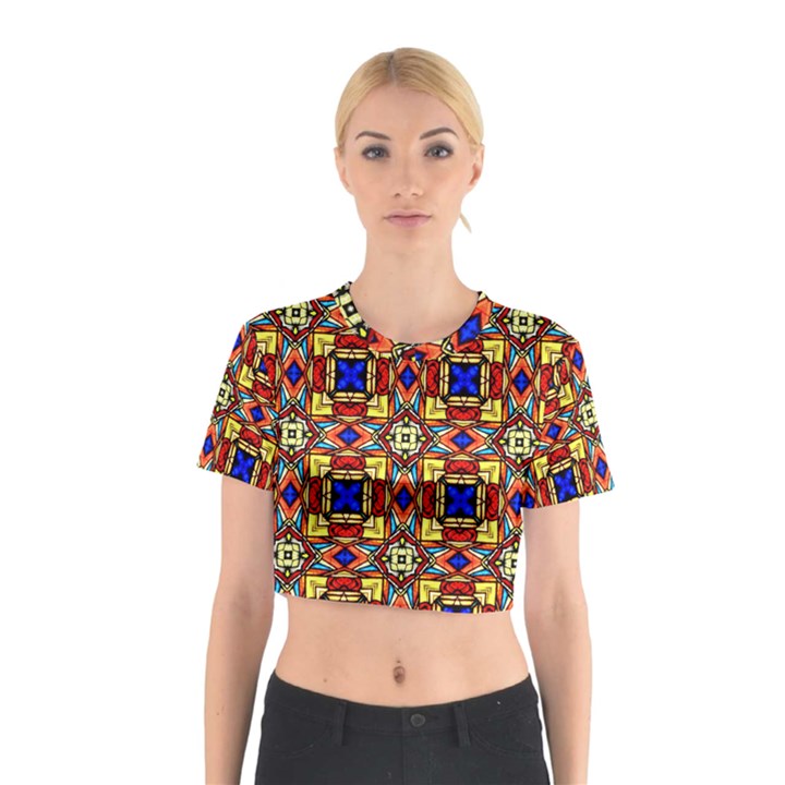 Stained Glass Pattern Texture Cotton Crop Top