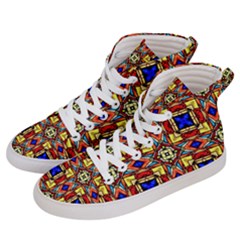 Stained Glass Pattern Texture Men s Hi-top Skate Sneakers by Simbadda