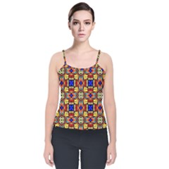 Stained Glass Pattern Texture Velvet Spaghetti Strap Top by Simbadda