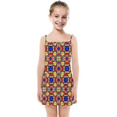 Stained Glass Pattern Texture Kids  Summer Sun Dress by Simbadda