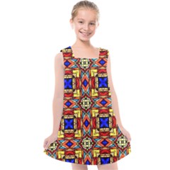 Stained Glass Pattern Texture Kids  Cross Back Dress by Simbadda