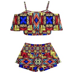 Stained Glass Pattern Texture Kids  Off Shoulder Skirt Bikini by Simbadda