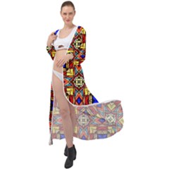 Stained Glass Pattern Texture Maxi Chiffon Beach Wrap by Simbadda