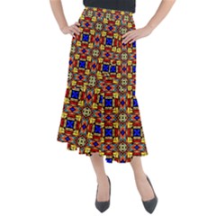 Stained Glass Pattern Texture Midi Mermaid Skirt by Simbadda