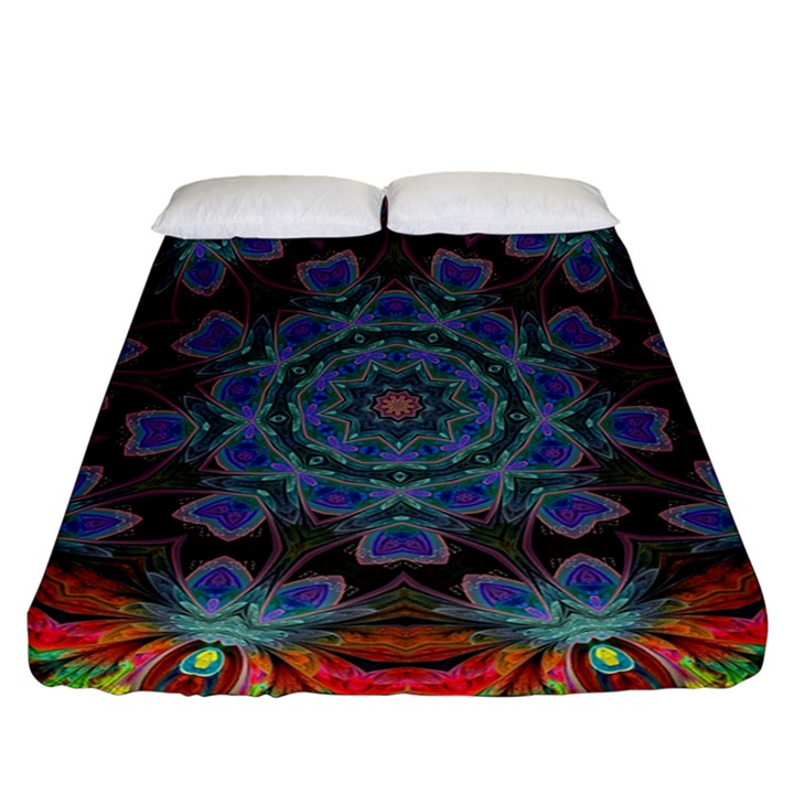 Abstract Art Blue Orange Fitted Sheet (California King Size)