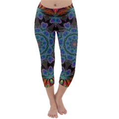 Abstract Art Blue Orange Capri Winter Leggings 