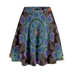 Abstract Art Blue Orange High Waist Skirt by Simbadda