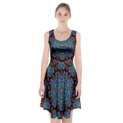 Abstract Art Blue Orange Racerback Midi Dress by Simbadda