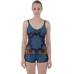 Abstract Art Blue Orange Tie Front Two Piece Tankini by Simbadda