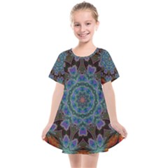 Abstract Art Blue Orange Kids  Smock Dress by Simbadda