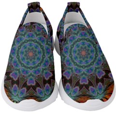 Abstract Art Blue Orange Kids  Slip On Sneakers by Simbadda