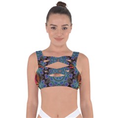 Abstract Art Blue Orange Bandaged Up Bikini Top