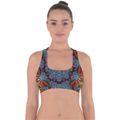 Abstract Art Blue Orange Cross Back Hipster Bikini Top 