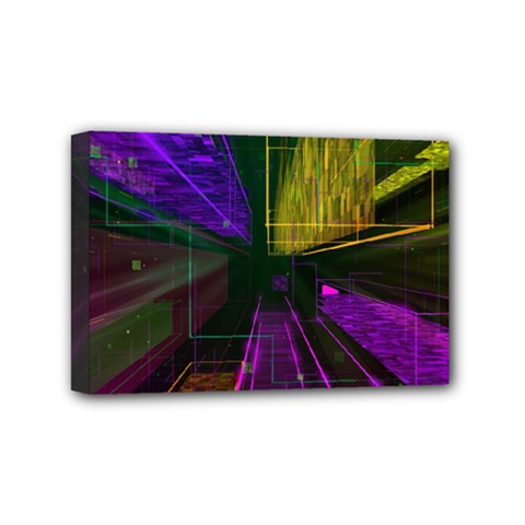 Data City Large Fiction Digital Mini Canvas 6  X 4  (stretched) by Simbadda