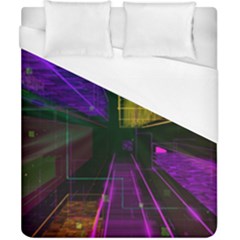 Data City Large Fiction Digital Duvet Cover (california King Size) by Simbadda