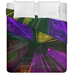 Data City Large Fiction Digital Duvet Cover Double Side (california King Size) by Simbadda