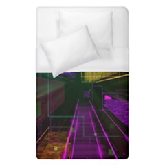 Data City Large Fiction Digital Duvet Cover (single Size) by Simbadda