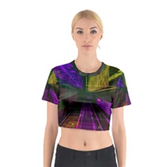 Data City Large Fiction Digital Cotton Crop Top by Simbadda