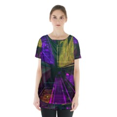 Data City Large Fiction Digital Skirt Hem Sports Top by Simbadda