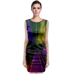 Data City Large Fiction Digital Sleeveless Velvet Midi Dress