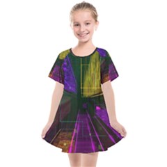 Data City Large Fiction Digital Kids  Smock Dress by Simbadda