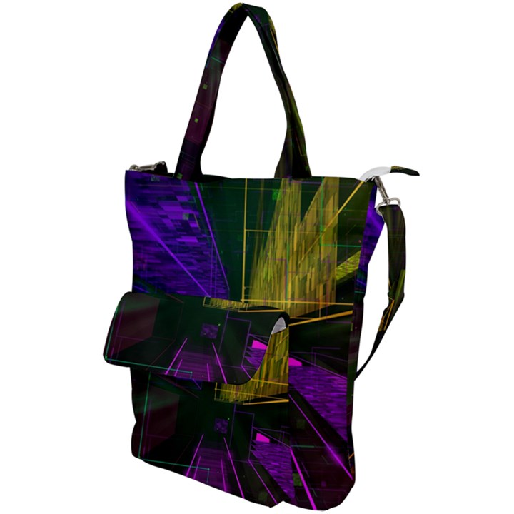 Data City Large Fiction Digital Shoulder Tote Bag